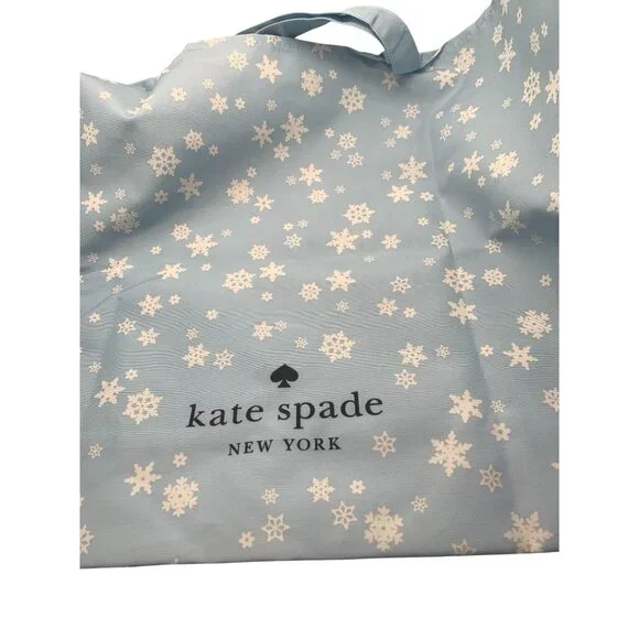 Kate Spade New York Blue Snowflake Tote Bag Lightweight Reusable Shopping Bag - Picture 3 of 3
